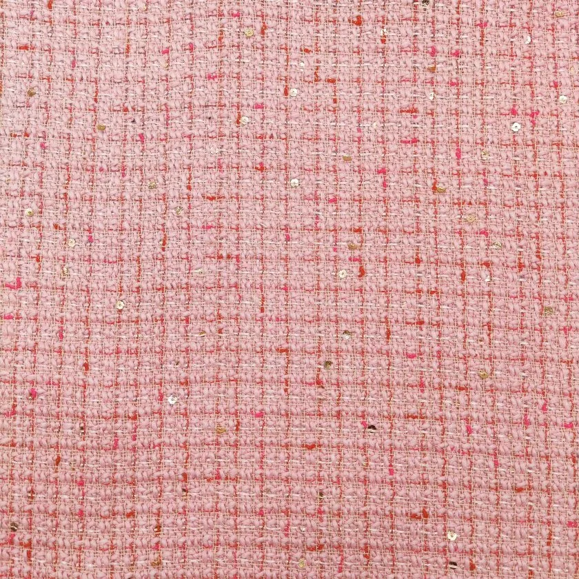 Woven Chanel Fancy Yarn Woolen Jacquard Sequin Fabric for Garment Women Dress Suits