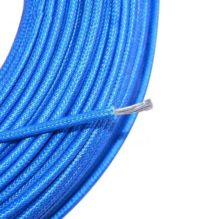 Fabrica de núcleo único de alambre y cable de fibra de vidrio aislante de caucho de silicona trenzado El cable 14AWG