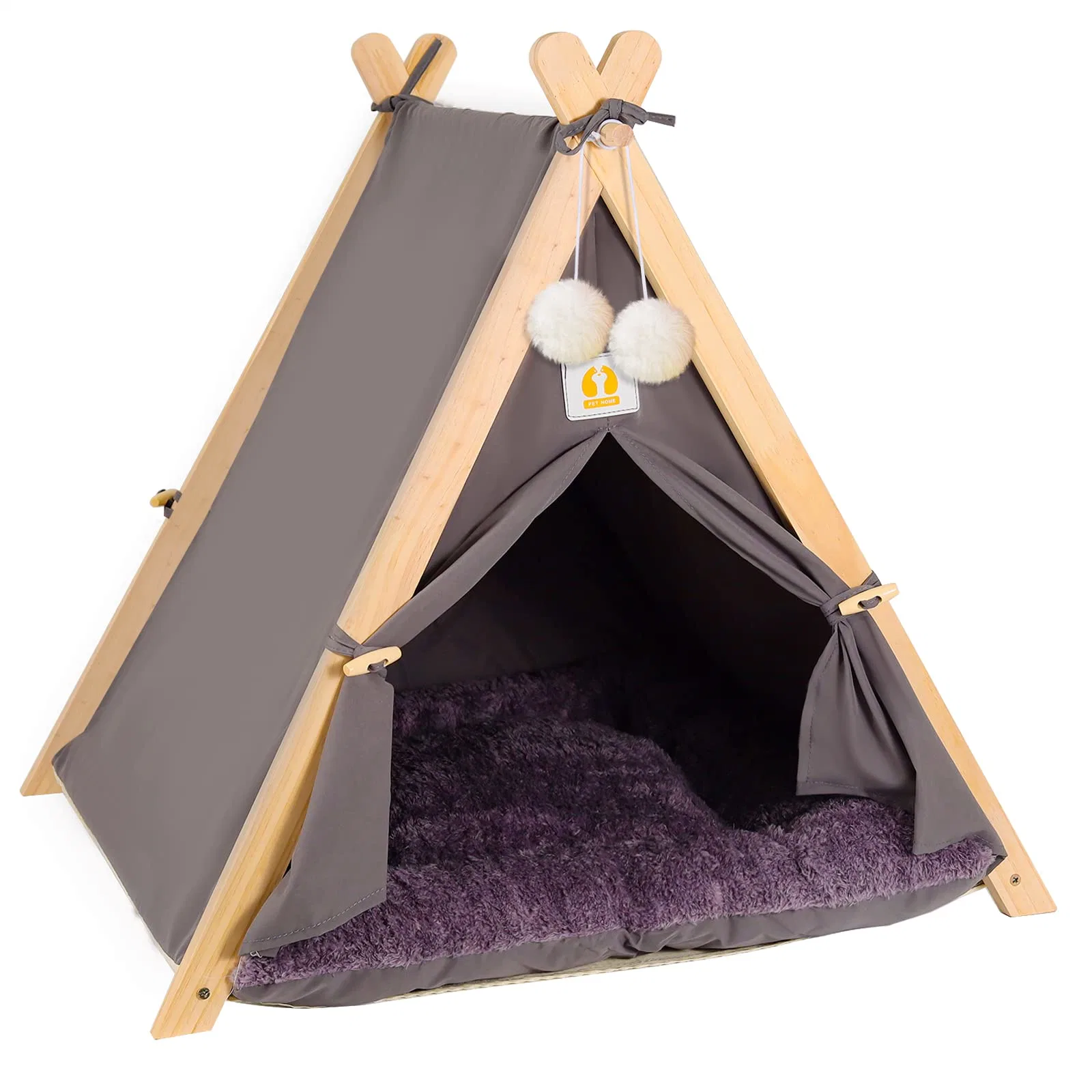 Pet Teepee Tent with Mat for Large Dogs Cats Portable House