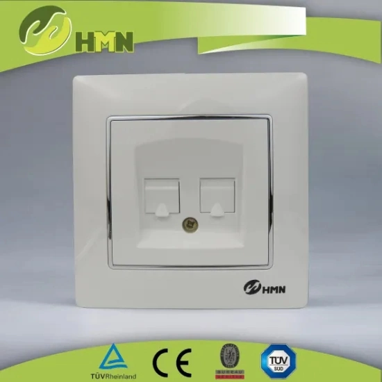 EU Standard Dual RJ11 86 Type Tel CAT3 Telephone Electric Flush Mounted Home Use European Wall Socket