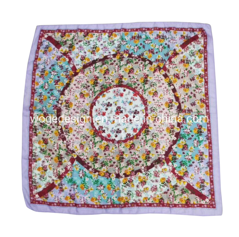 Fashion Factory Unique Muffler 80*80cm Headwrap Hijab Women Print Flowers Cotton Feeling Polyester Square Russian Scarf