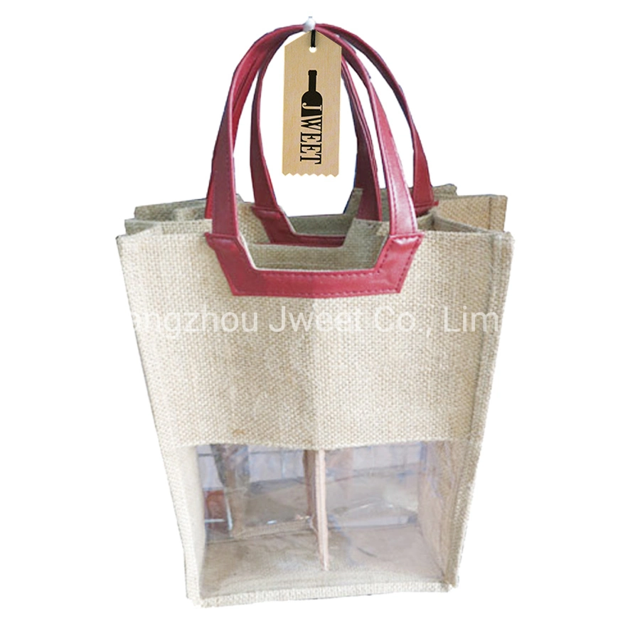 Tequila Jute Tote Gift Bag with Leather Handle