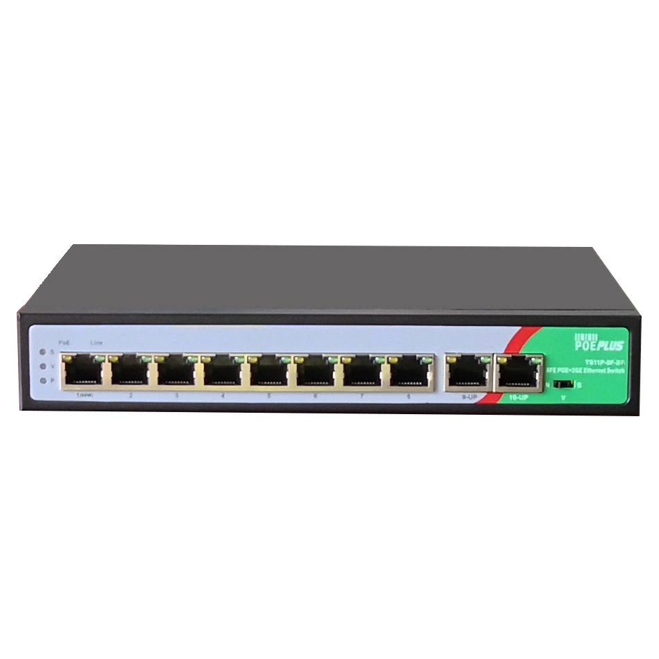 8 puertos Ethernet Poe Switch con 2 Uplink rápido 10/100Mbps