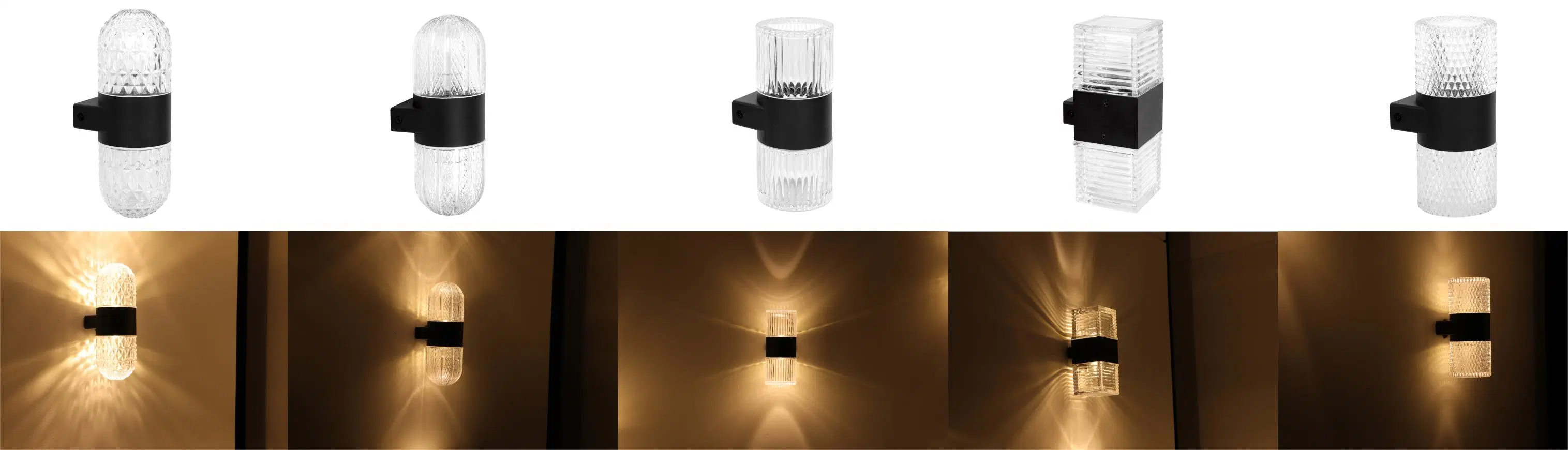 Modern Decorate Shining Outdoor LED Wall Lamp with Square Glass Shell 7W IP65