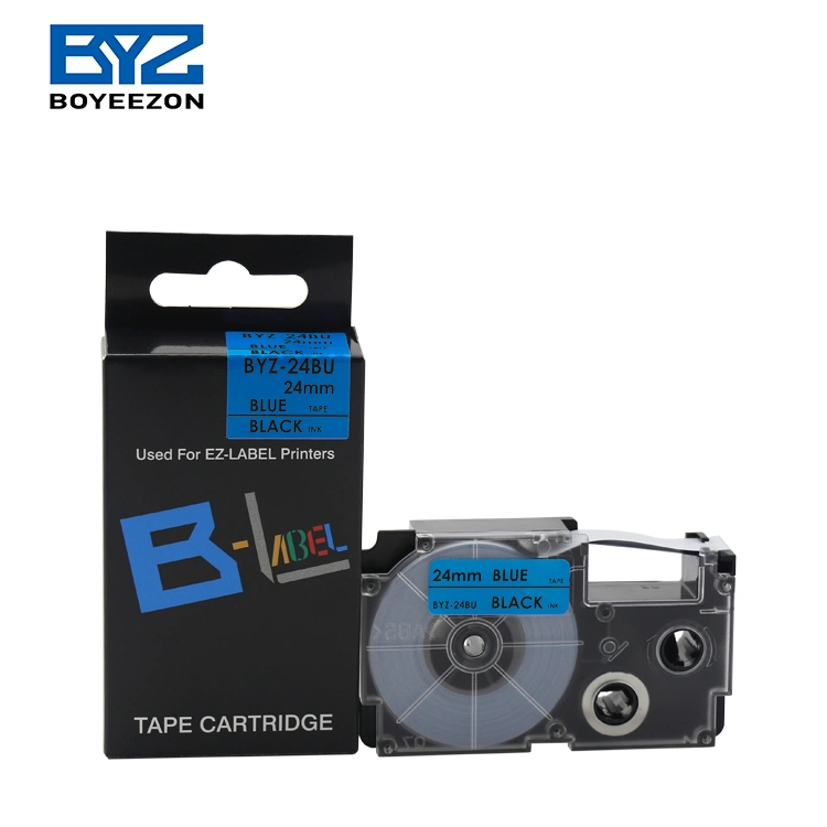 24mm*8m Black on Blue Byz-24bu Xr-24bu Casio Label Printer Tape Cartridge