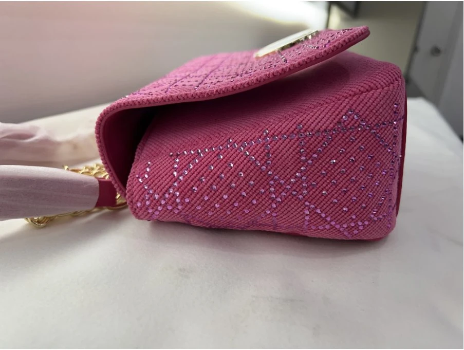 Purple-Pink Fabric Drill Fashion Large One-Shoulder Messenger Bag