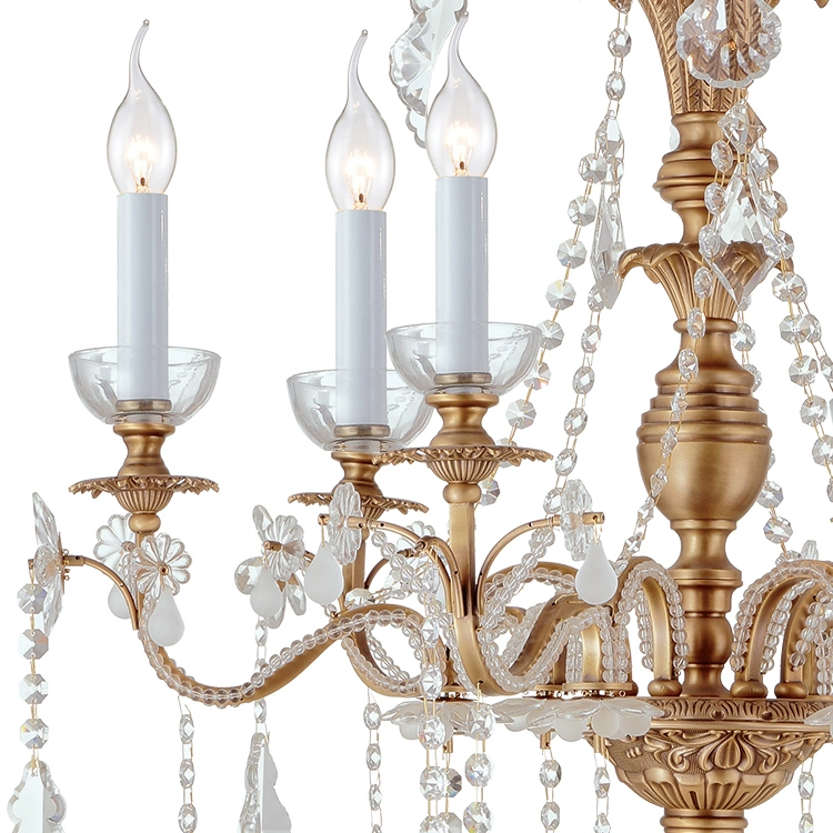 Copper Crystal Chandelier Lighting 6 Lights for Hallway Bedroom Lighting (WH-PC-13)