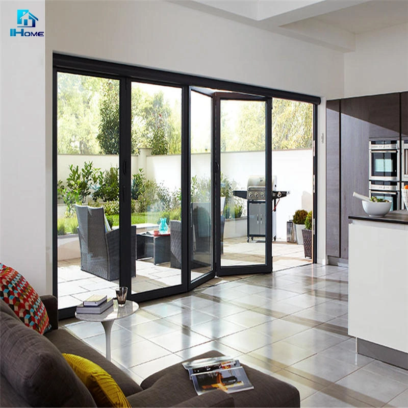 Nafs American Standard Aluminum Double Glass Accordion Door/Folding Door System with Accordion Fly Screen