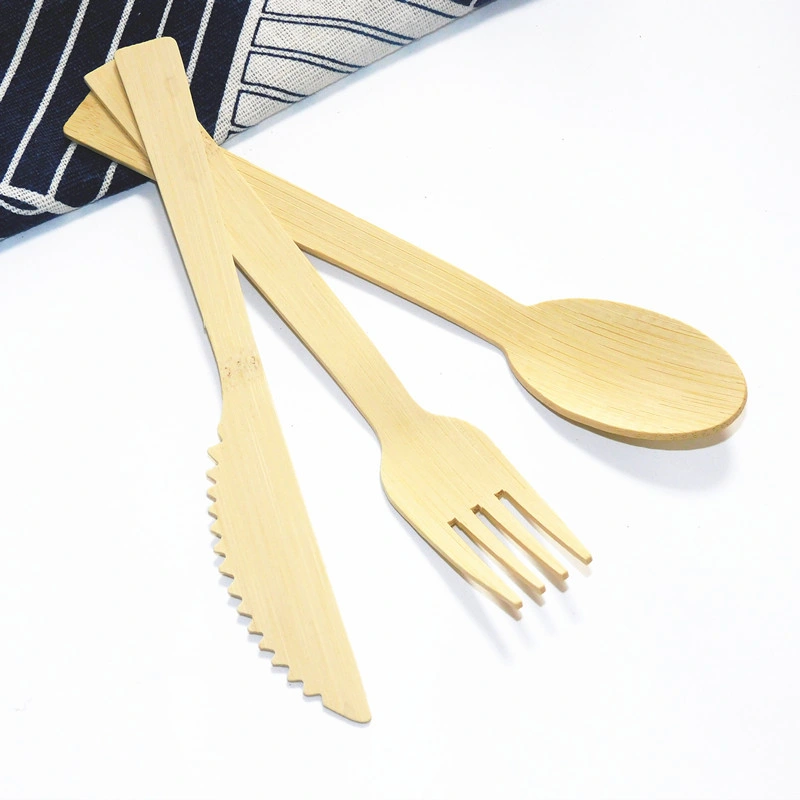 New Type Eco Friendly 3-Piece Fork Knife Spoon Bamboo Disposable Cutlery Set