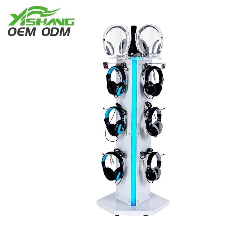 Simple Design LED Blue Light White Headphone Display Stand