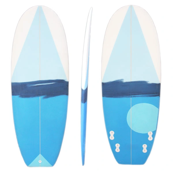 Short Blue Water Design Fiberglass Epoxy Sport PU Surfboard