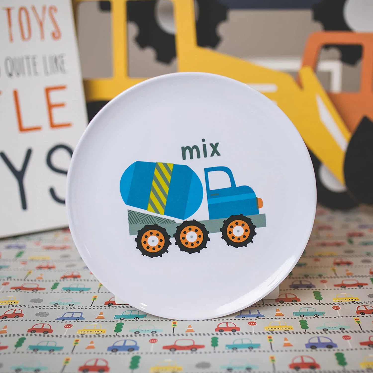 10 بوصة رسم خرائط هندسة السيارات ملصق Melamine Kids Dinner Plates