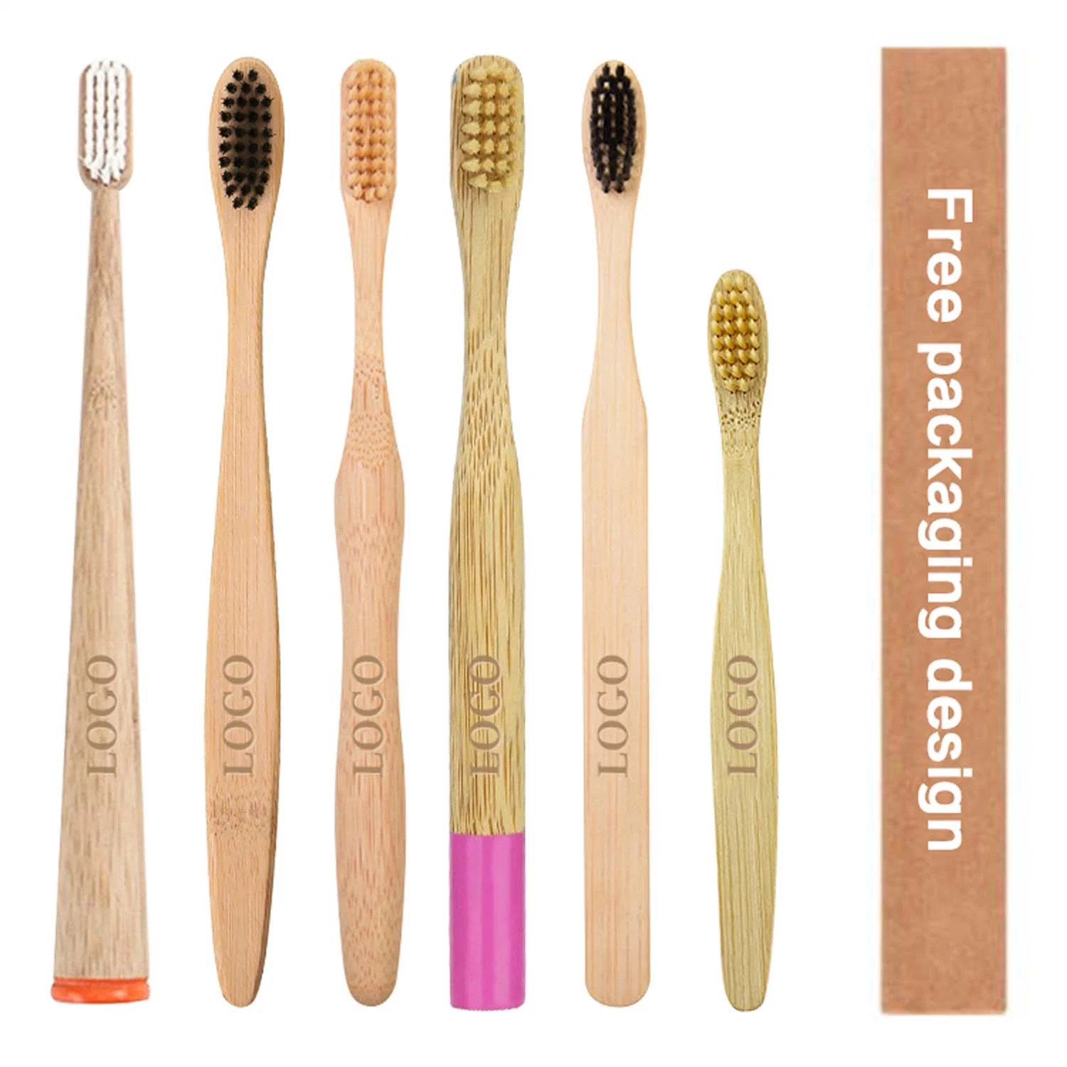 Customized Logo BPA Free Biodegradable Organic Charcoal Bamboo Toothbrush