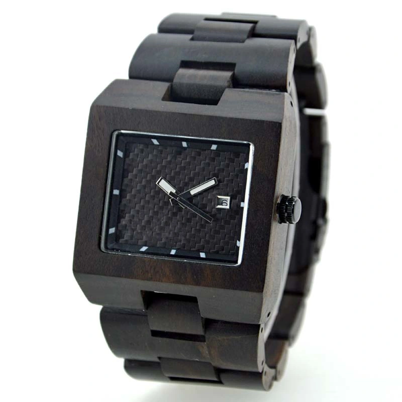 Custom Brand Handmade Square Maple Wrist Watch