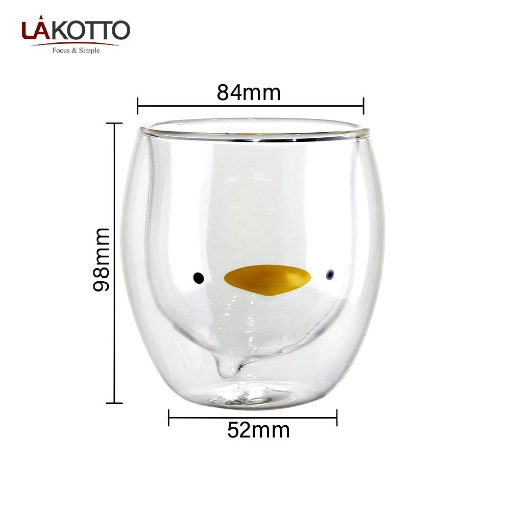 Food Contace Safe Clear Double Wall Glass Tea Cup Glassware