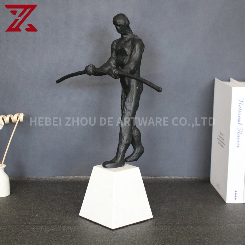 Factory Customized Marble Sculpture Statue Black Iron Characters Statues Metal Crafts for Home Decoration