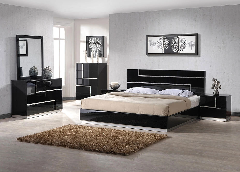 Elegant Design High Gloss Bed Lacquered Bedroom Set Furniture (SZ-BT007)