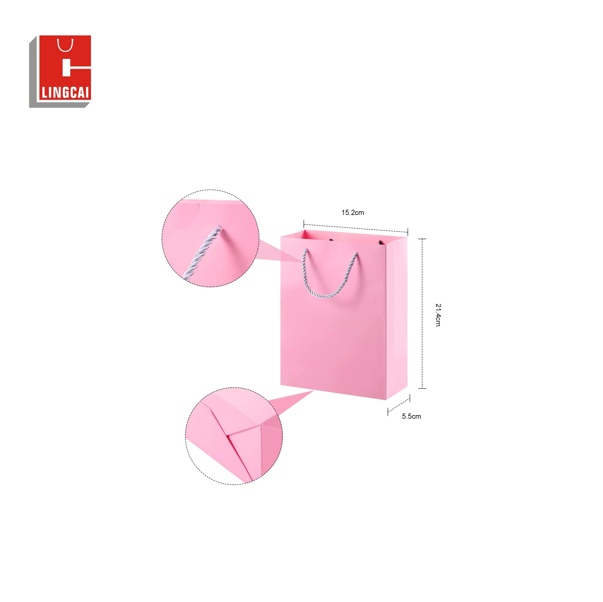 Foldable Customzied Pink Rigid Paper Gift Box with Paper Bag