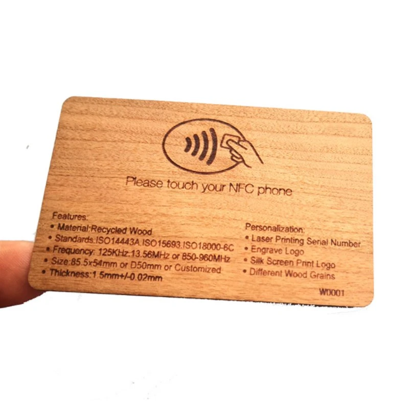 Venta al por mayor de madera RFID Hotel Key Card Medio ambiente de madera NFC Negocio Tarjeta inteligente