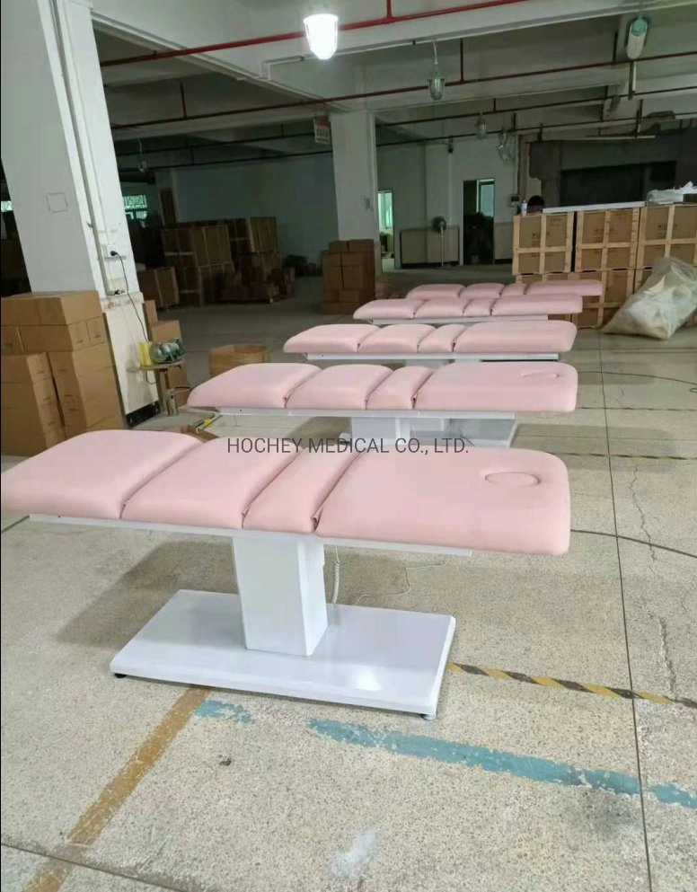 Chaise de beauté pliante en alliage d'aluminium à trois lits médicaux Hochey avec trou pour le visage.