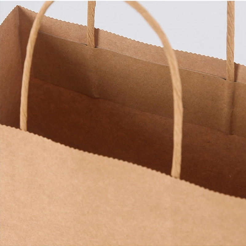 Custom Logo Brown Kraft Paper Bags with Rope Handle Custom Logo Paper Bag