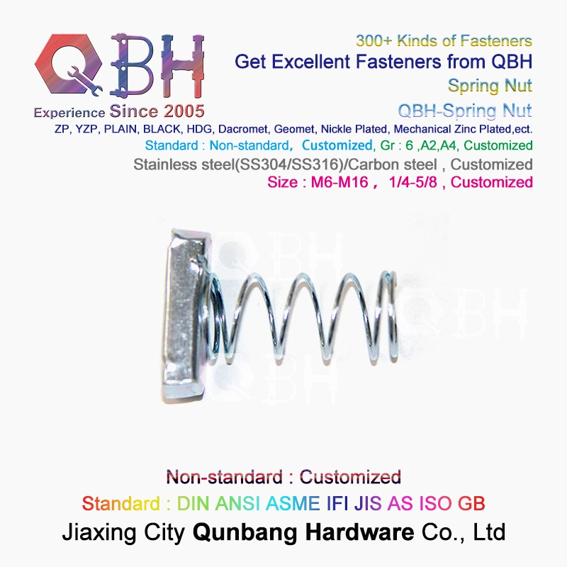 Qbh Aluminium Profile Customized Carbon Stainless Steel Zp/Yzp/Plain/Black/HDG/Dacromet/Geomet/Nickle Plated/Mechanical/Zinc Plated T Spring Nut Channel Fitting