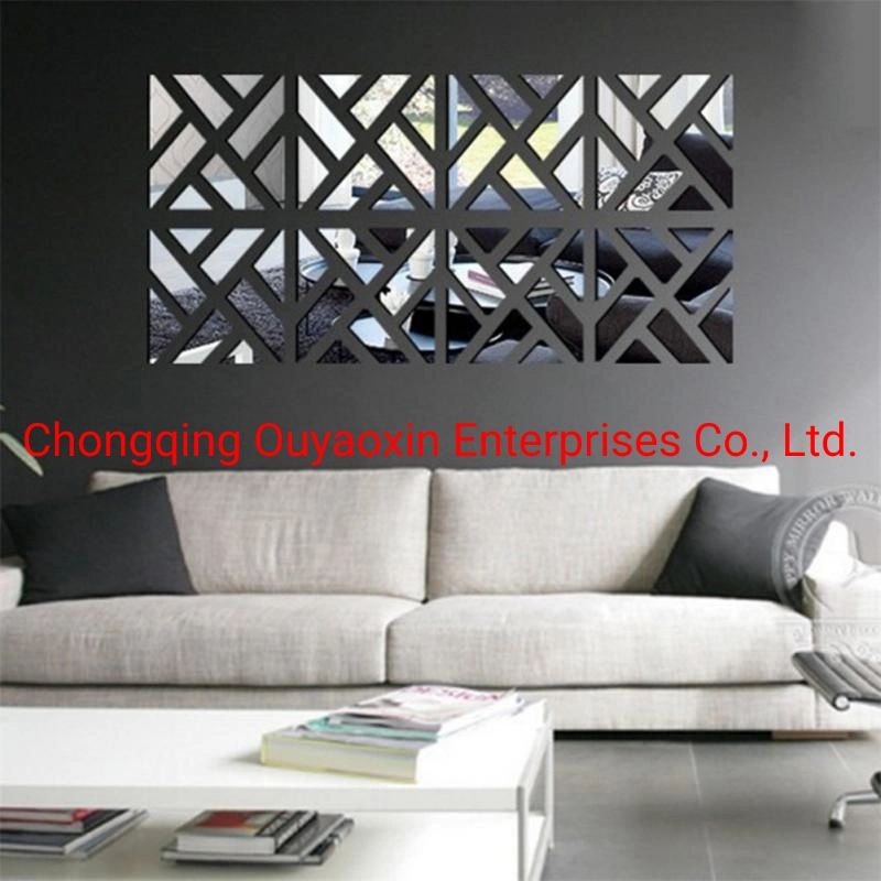 Combination Pattern Square Crystal 3D Mirror Wall Sticker