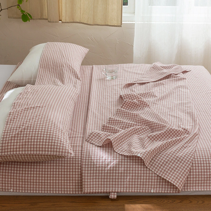 Cozy Pink Cotton Plaid Sleeping Bag Bedding
