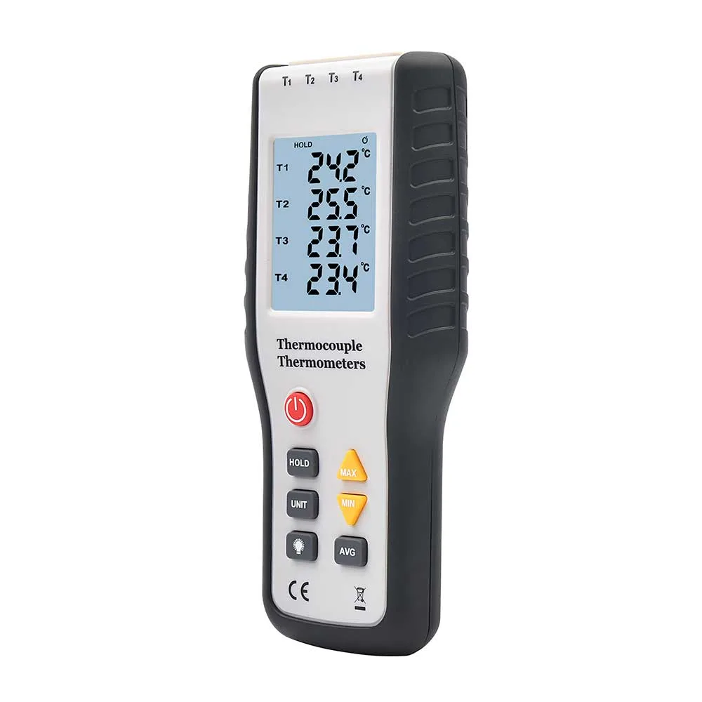 4-Channel Handheld Thermocouple Data Logger Thermometer LCD Display