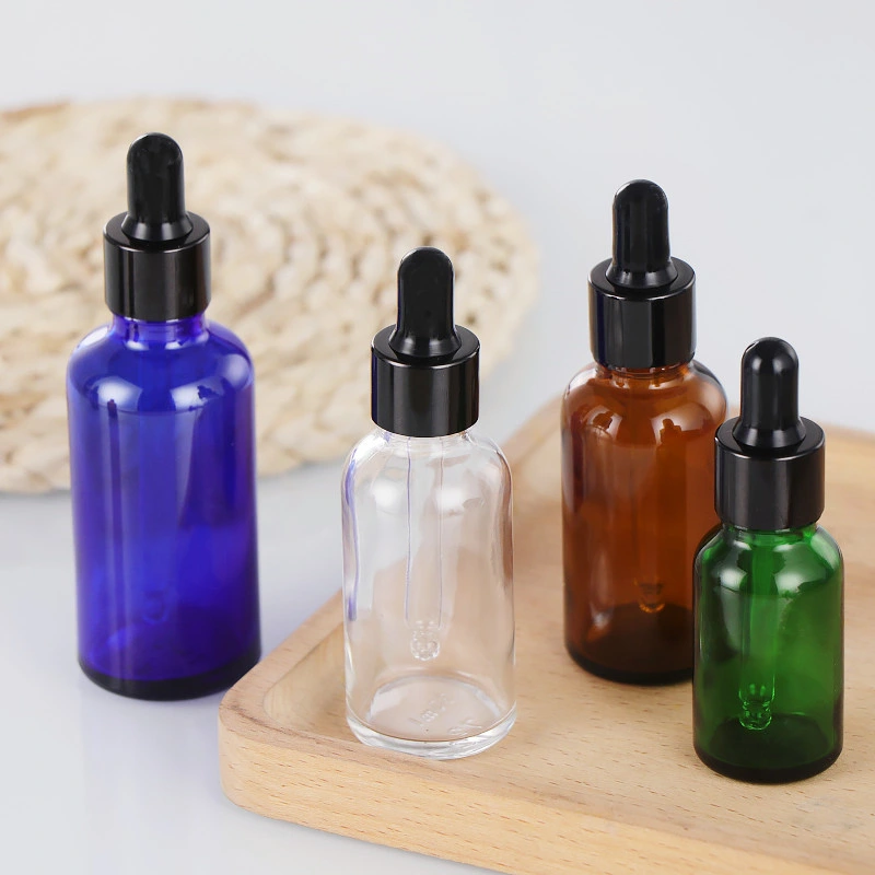 Cosmetic Packaging Serum Bottle 5ml 10ml 20ml 30ml 50ml Blue Green Colorful Eye Serum Bottle Face Serum Bottle with Dropper Cap