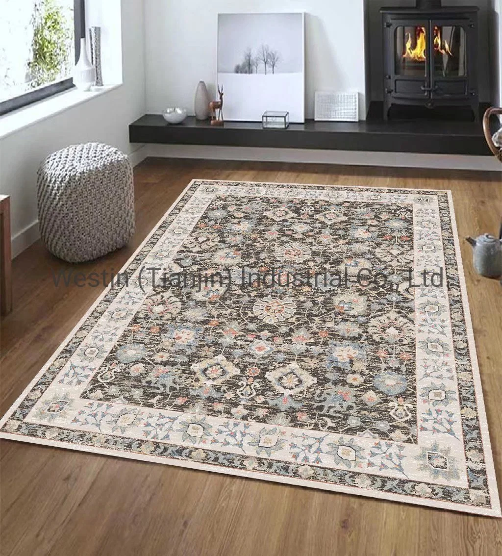 Polyester Washable Non Slip Canvas TPR Backing Soft Persian Carpet Traditional Rug Polyester 3D Printed Carpet for Livingroom