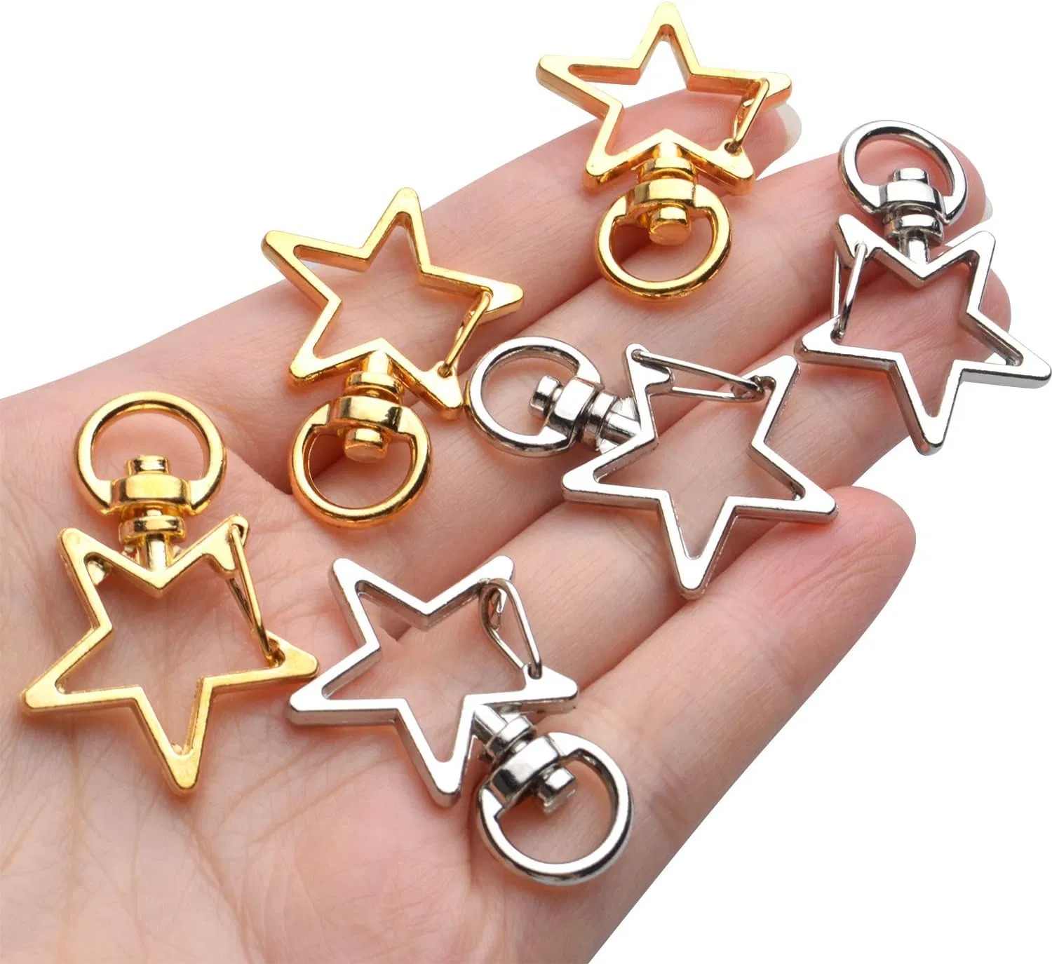 Bag Hardware Light Gold Color Five-Pointed Star Shape Metal Clasp Key Pendant Dog Hook