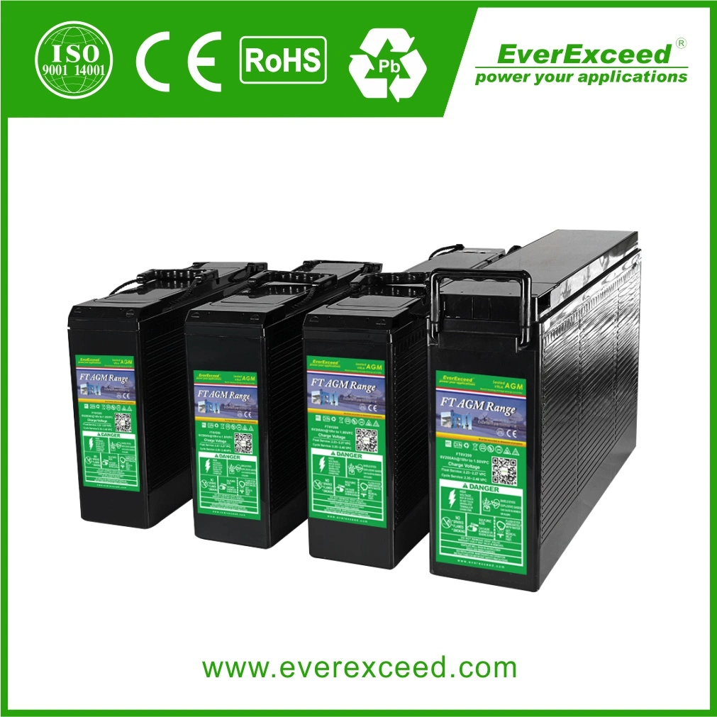 Everexceed 12V 55ah/80ah/100ah/150ah/180ah/200ah Vorder-Zugriff-Terminal-Dünne Gel-Batterie Telekommunikation-Station/Solar-System/Haus-Energie-Bank/Communication-Equipments/CS