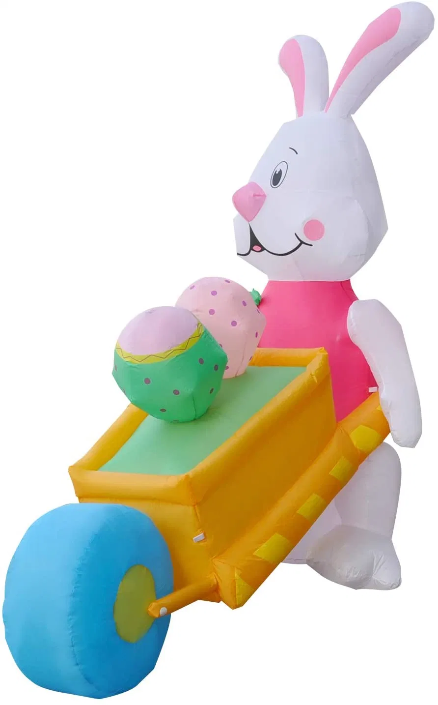 Bunny poussant voiture gonflable avec oeuf Joyeuses Pâques Décorations de la publicité à l'intérieur