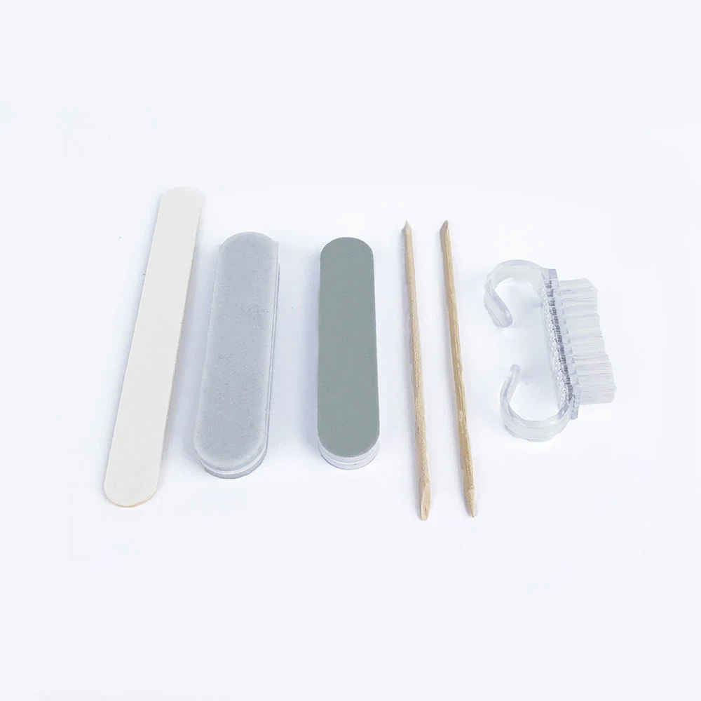 Wholesale Custom Free Match Wood Nail File Buffer and Nail Brush and Wood Stick Manicure Kit