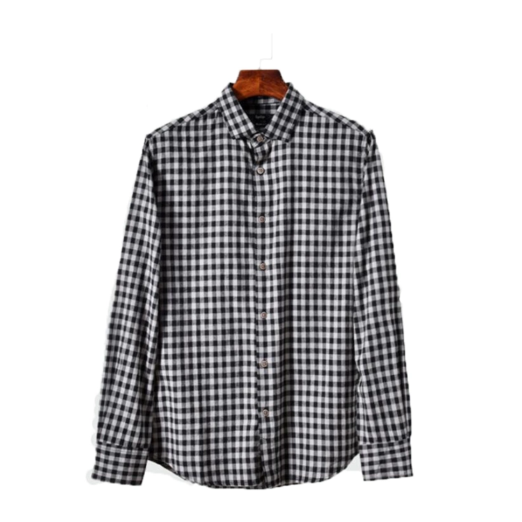 Wholesale Brushed Quilted Plaid Cotton Custom Label Long Sleeve Yarn Dyed Mens Flannel Dress Shirt