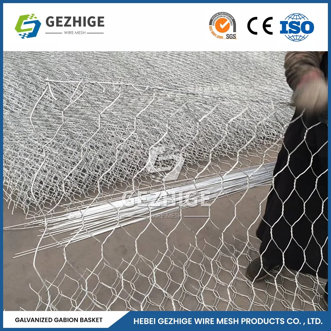 Gezhige 100x150 mm rond Gabions 3.0-4.0mm ralingue bon marché de l'épaisseur de fil enduit de PVC Boîte de gabions Chine 4.0*1,0*0,5 m de fil de fer Mesh mur de gabions hexagonal