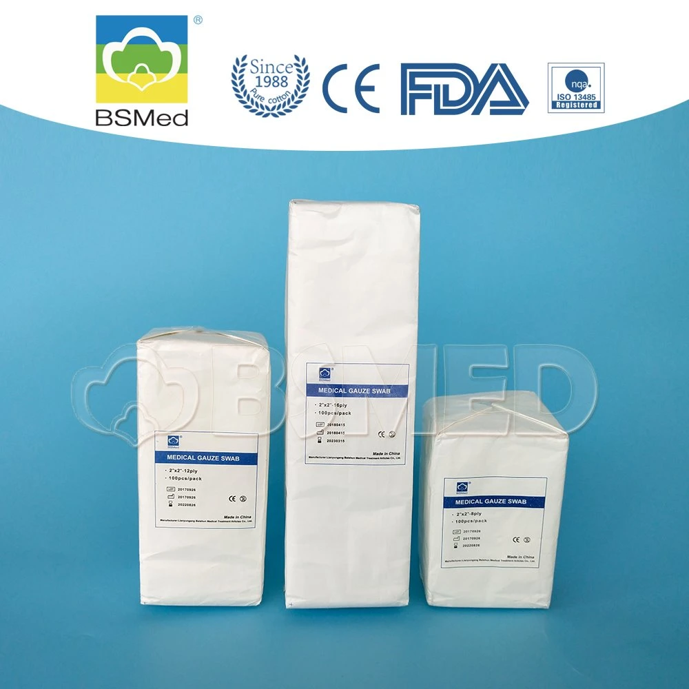 100% Cotton Surgical Medical Disposables Absorbent Gauze Pad Sterile Gauze Swab with CE FDA