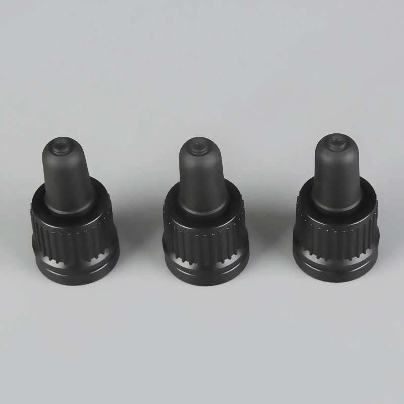 18/415 Black Plastic Tamper Evident Screw Lid Caps for Essential Oil Glass Bottle