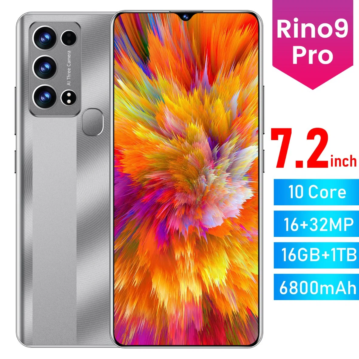 Новый смартфон Rino9 PRO 5g 3 ГБ+64 ГБ 1 тб 7.2" OEM/ODM Android Мобильный телефон