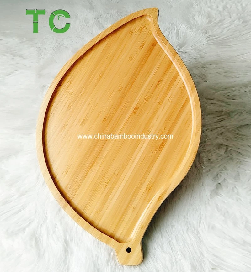 Natural Leaf Shaped Bamboo Serving Platters Tray