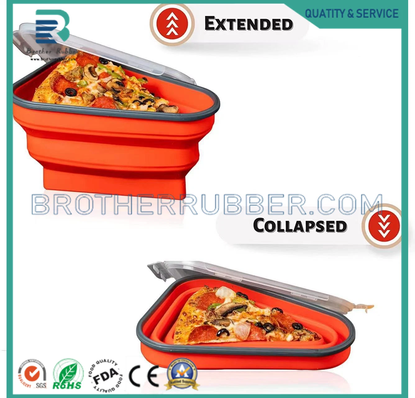 Triangular Pizza Storage Container Expandable Reusable Silicone Pizza Box