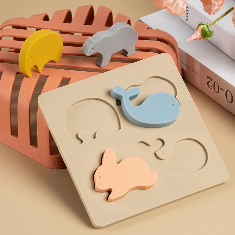 Food Grade BPA Free Silicone Cute Animal Puzzle Educational Toys