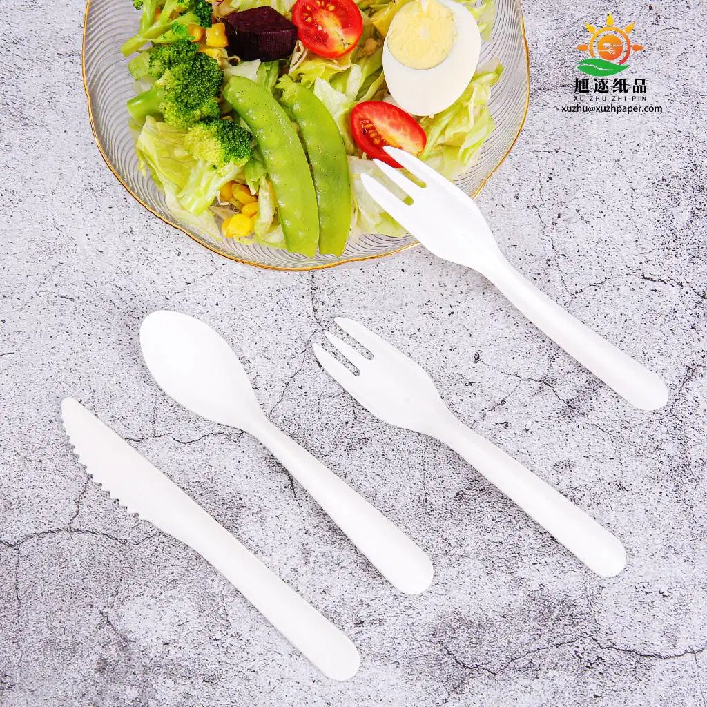 160mm Disposable Biodegradable Paper Knife Fork Spoon Cutlery Set