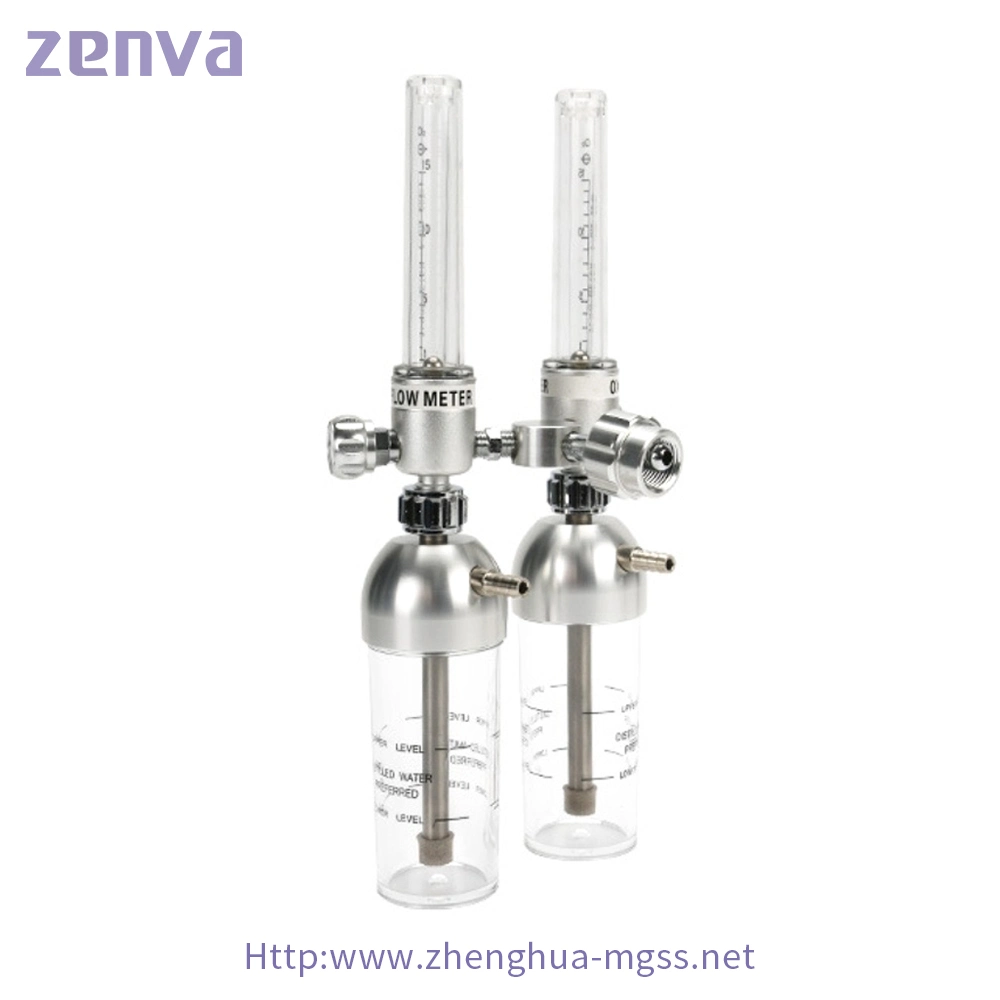 Double Medical Oxygen Flow Meter with Bottle Dual Oxygen Flowmeter