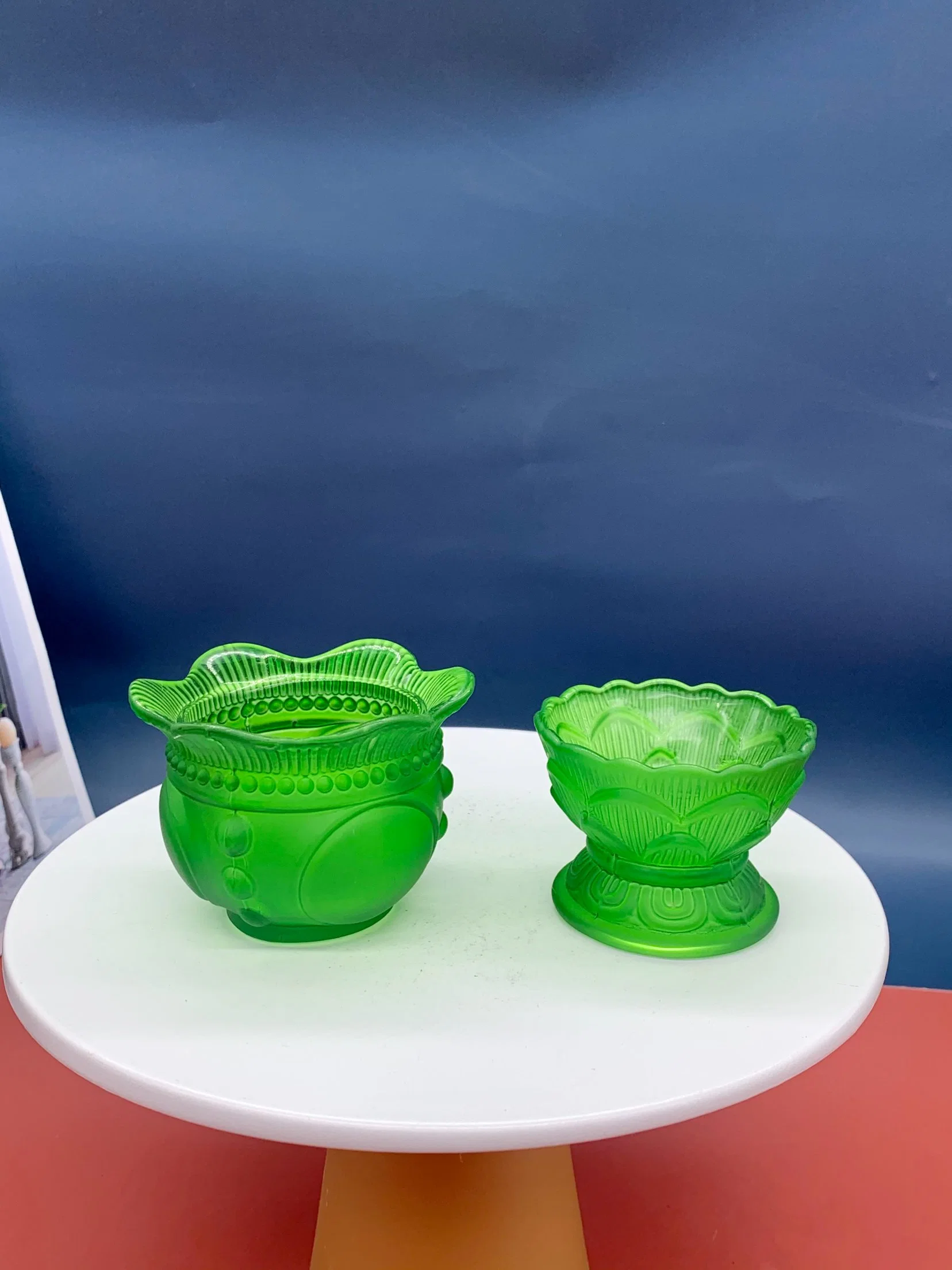 Os fabricantes Verde grossista Lotus castiçal enfeites castiçal de vidro da lâmpada de manteiga ornamentos para uso doméstico, embarcações de vidro