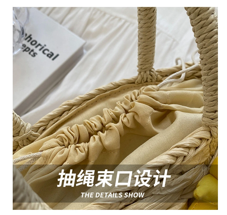 Hobo Straw Bag Handmade Rattan Bag Summer Vegetable Shopping Basket Bag Shoulder Strap One-Shoulder Beach Handbags