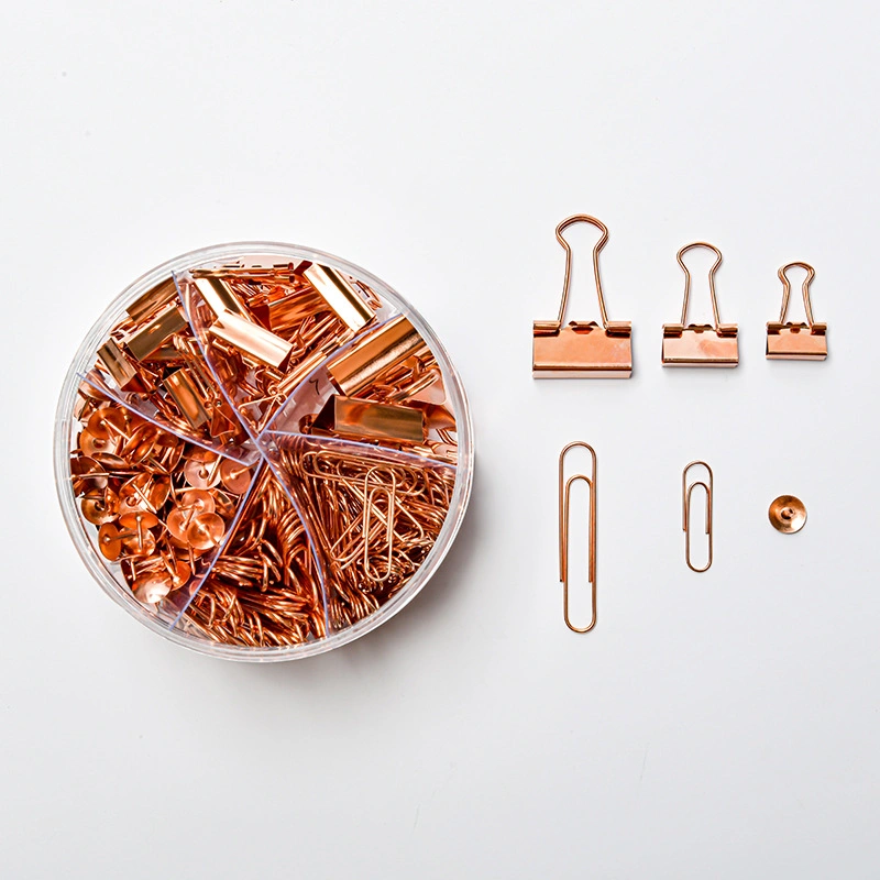 Conjunto de artigos de papelaria para electromatização Rose Gold 6 - Grid Long Tail Clip Office Clipe de papel