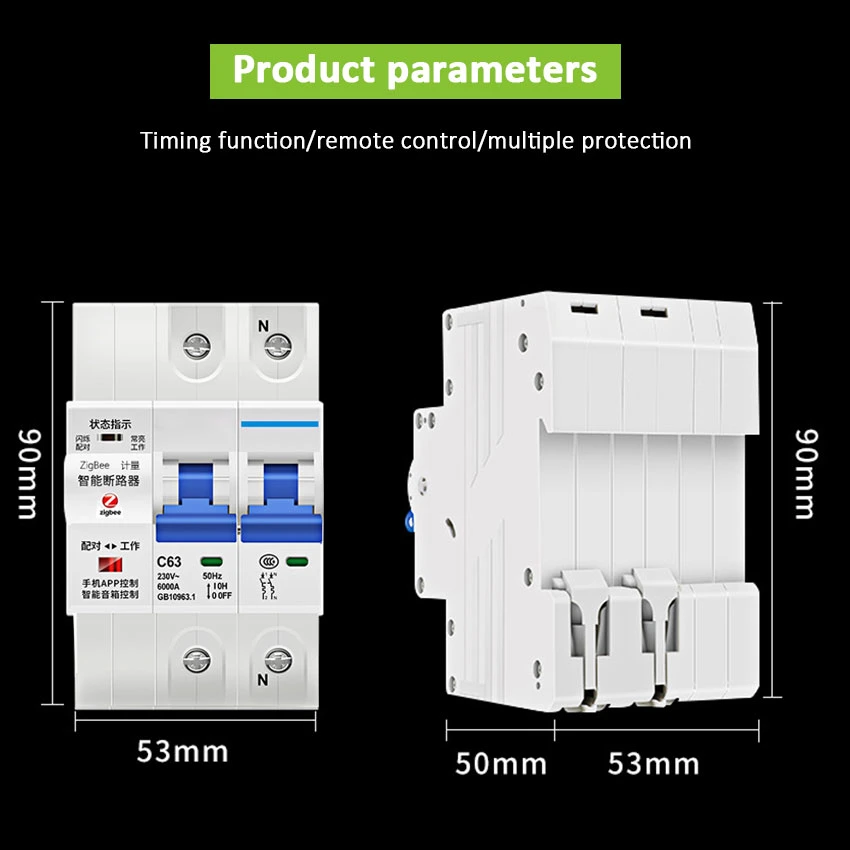 1p/2p/3p/4p WiFi Circuit Breaker Timer Remote Control with Overload and Overvoltage/Undervoltage Protection