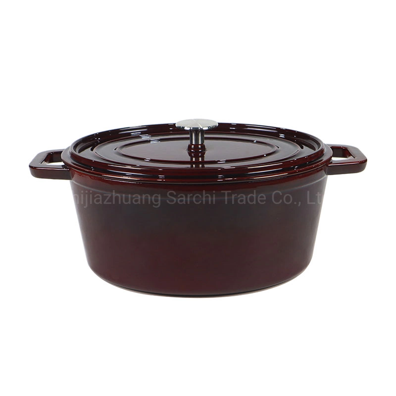 Fábrica de China Utensílios de Cozinha sem marca Specula Large Oval Red Enameled Cast Forno holandês de Ferro com pega